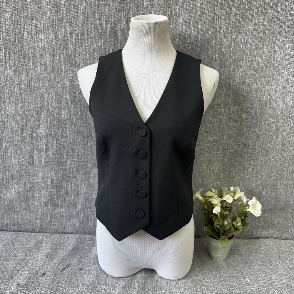 NWOT J.Crew Black Slim Fit City Tuxedo Vest 4 Fall 2024 Viscose Blend Waistcoat